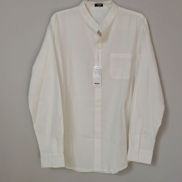 Other - NWT Coofandy Shirt Mens Medium Linen Cotton Blend Long Sleeve Mandarin Collar